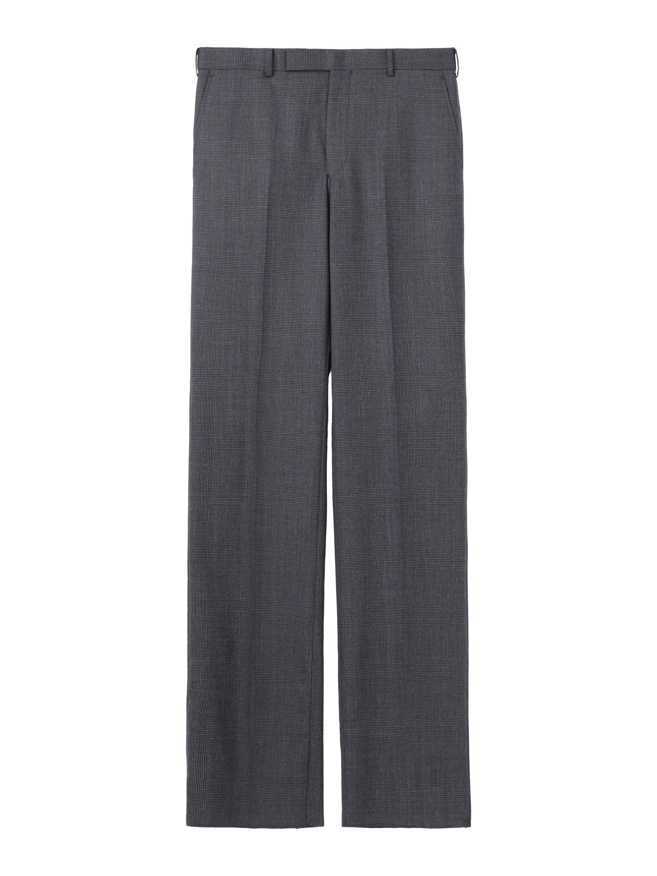 GLEN PLAID WOOL STRAIGHT TROUSERS