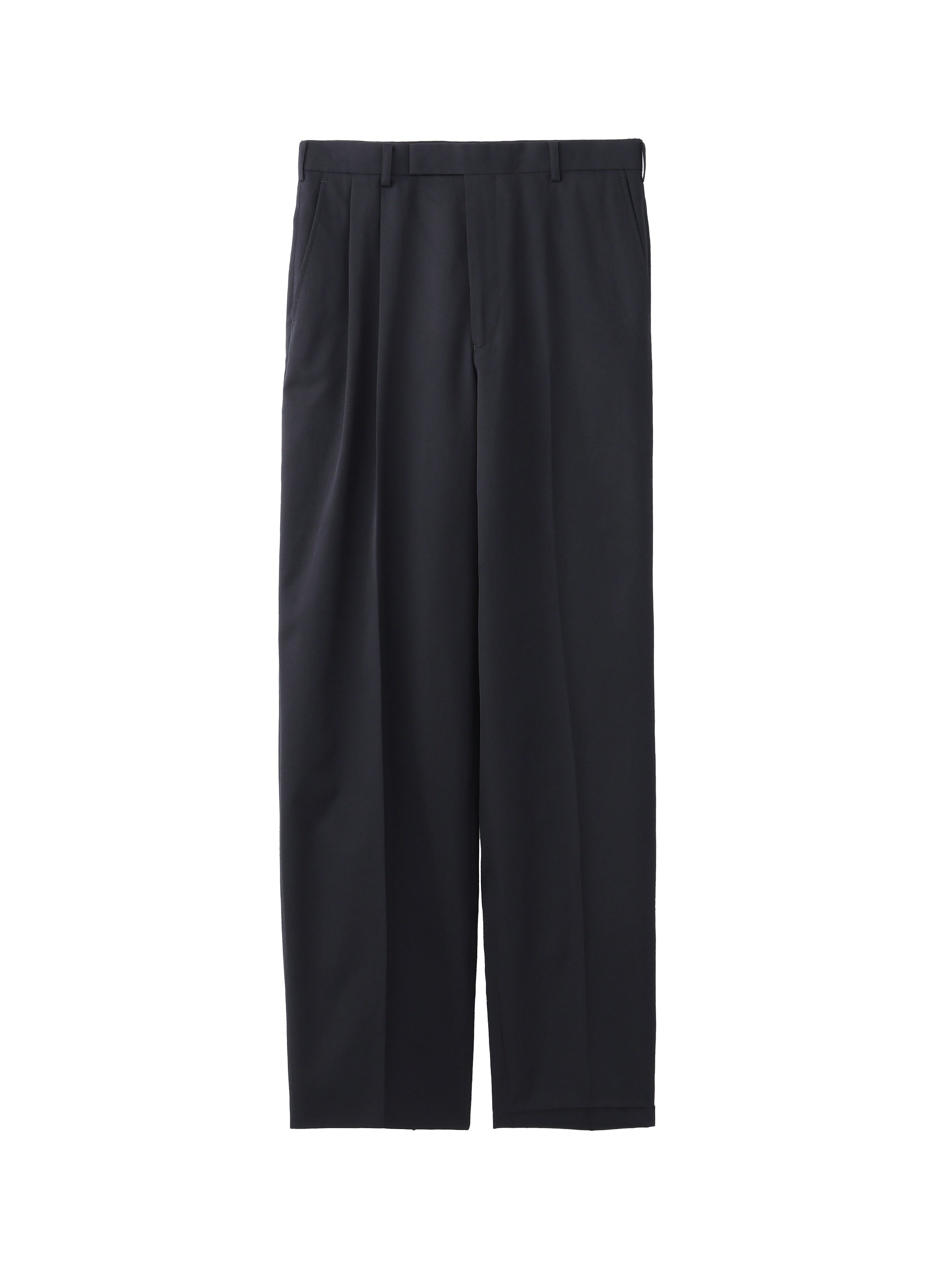 WOOL COTTON TWILL ASYMMETRY TROUSERS