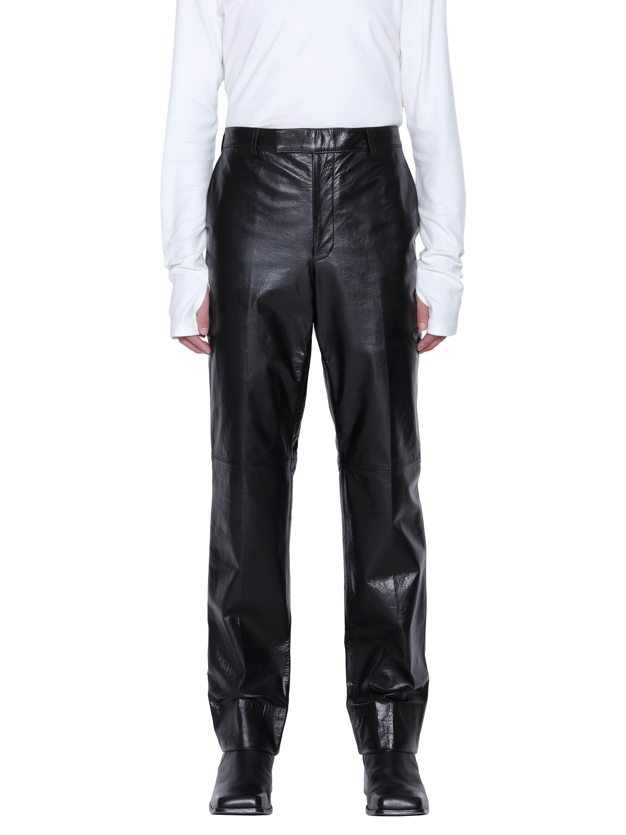 LEATHER STRAIGHT TROUSERS