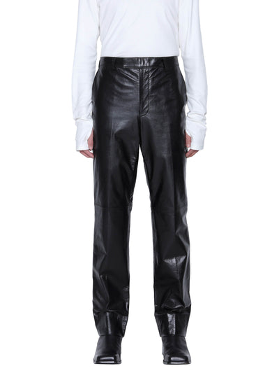 Leather straight trousers
