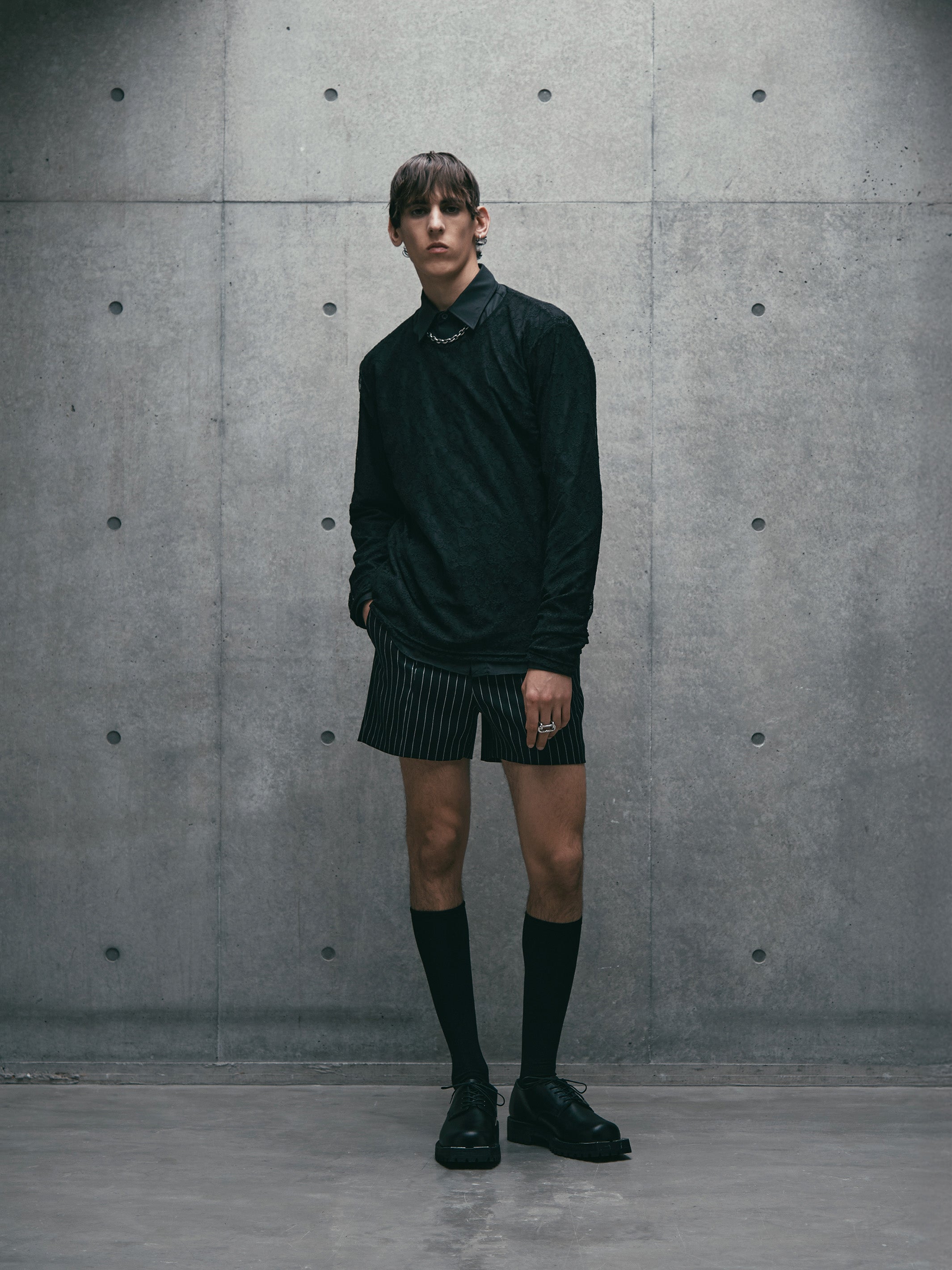 WOOL GABARDINE DOUBLE ZIPPERFLY SHORTS