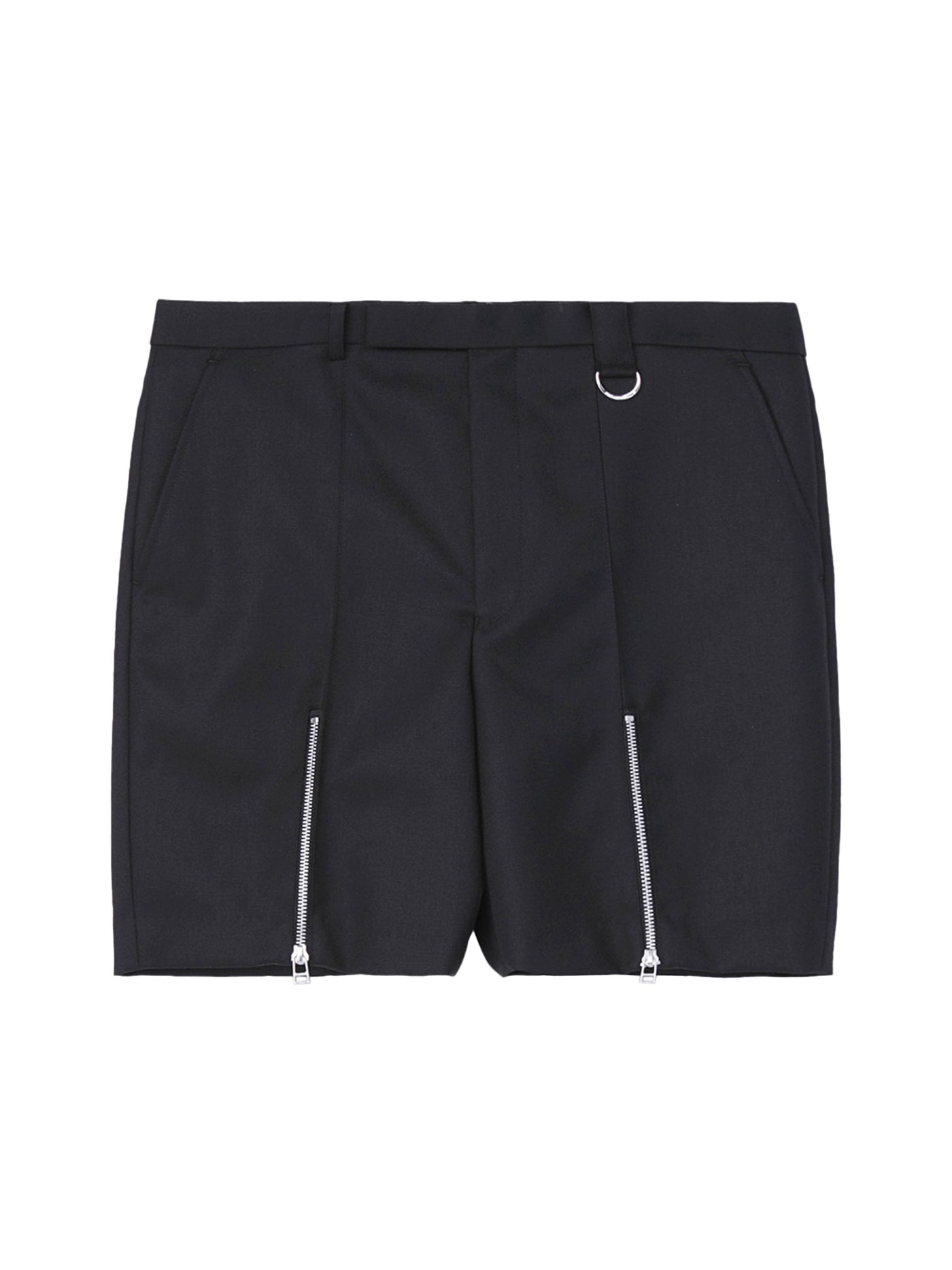 Wool gabardine zip shorts