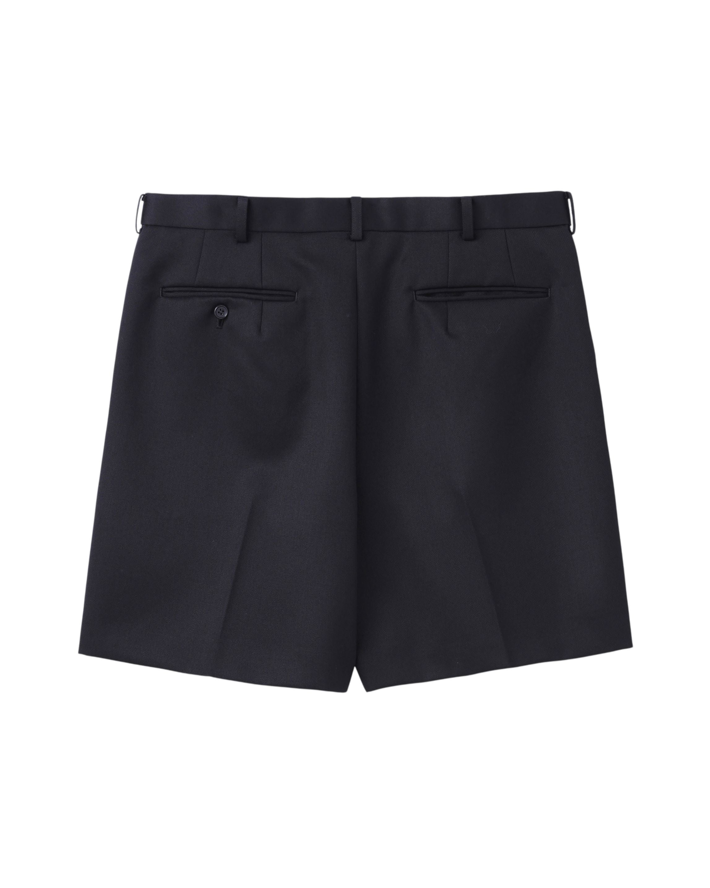 WOOL GABARDINE TUCKED WIDE SHORTS