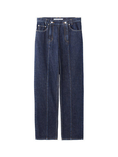 WASHED DENIM DOUBLE ZIPPERFLY PANTS