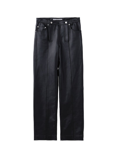 LEATHER DOUBLE ZIPPERFLY PANTS