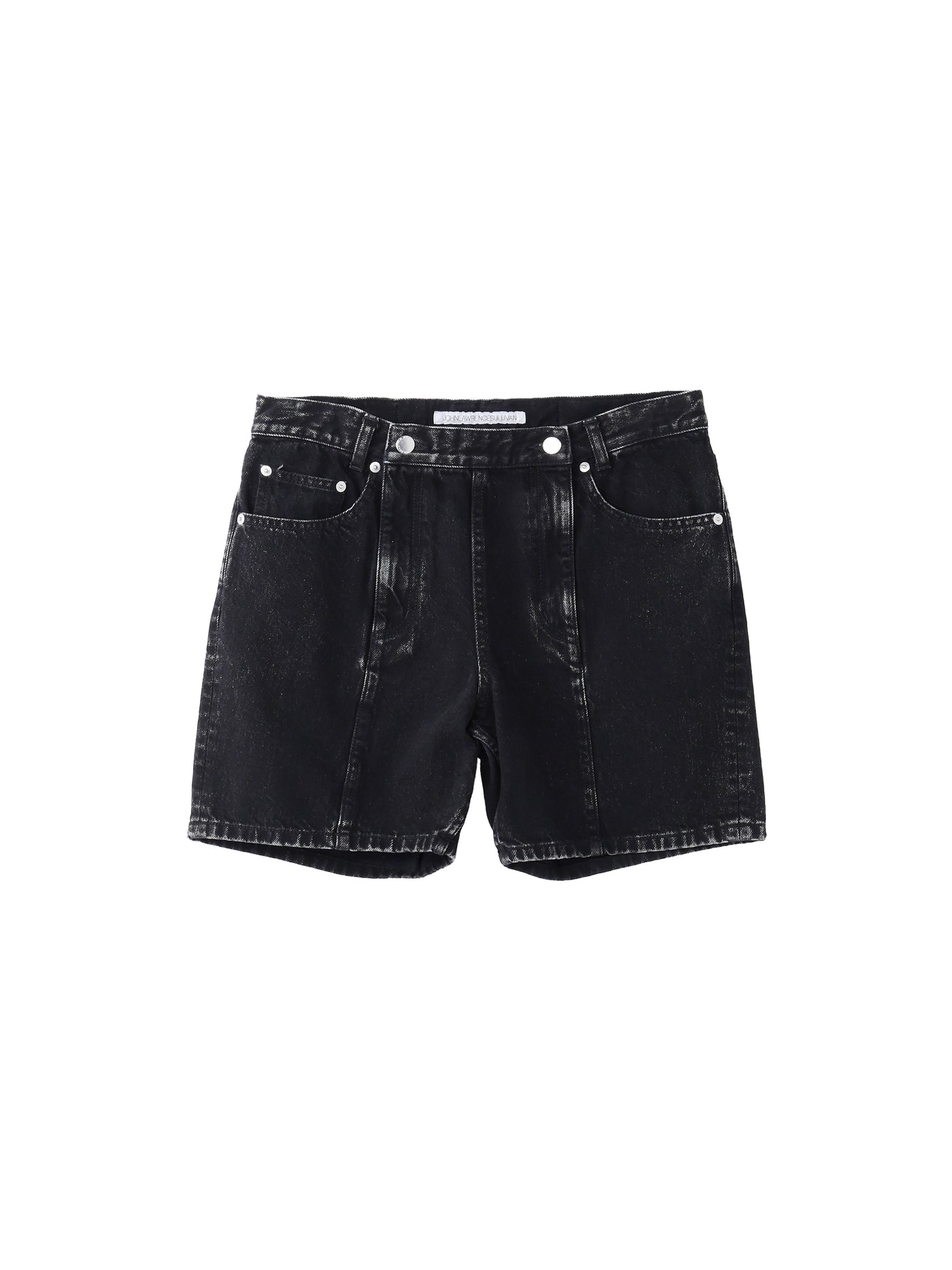 WASHED DENIM DOUBLE ZIPPERFLY SHORTS