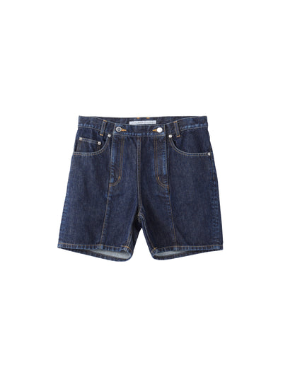 Washed Denim Double Zipperfly Shorts