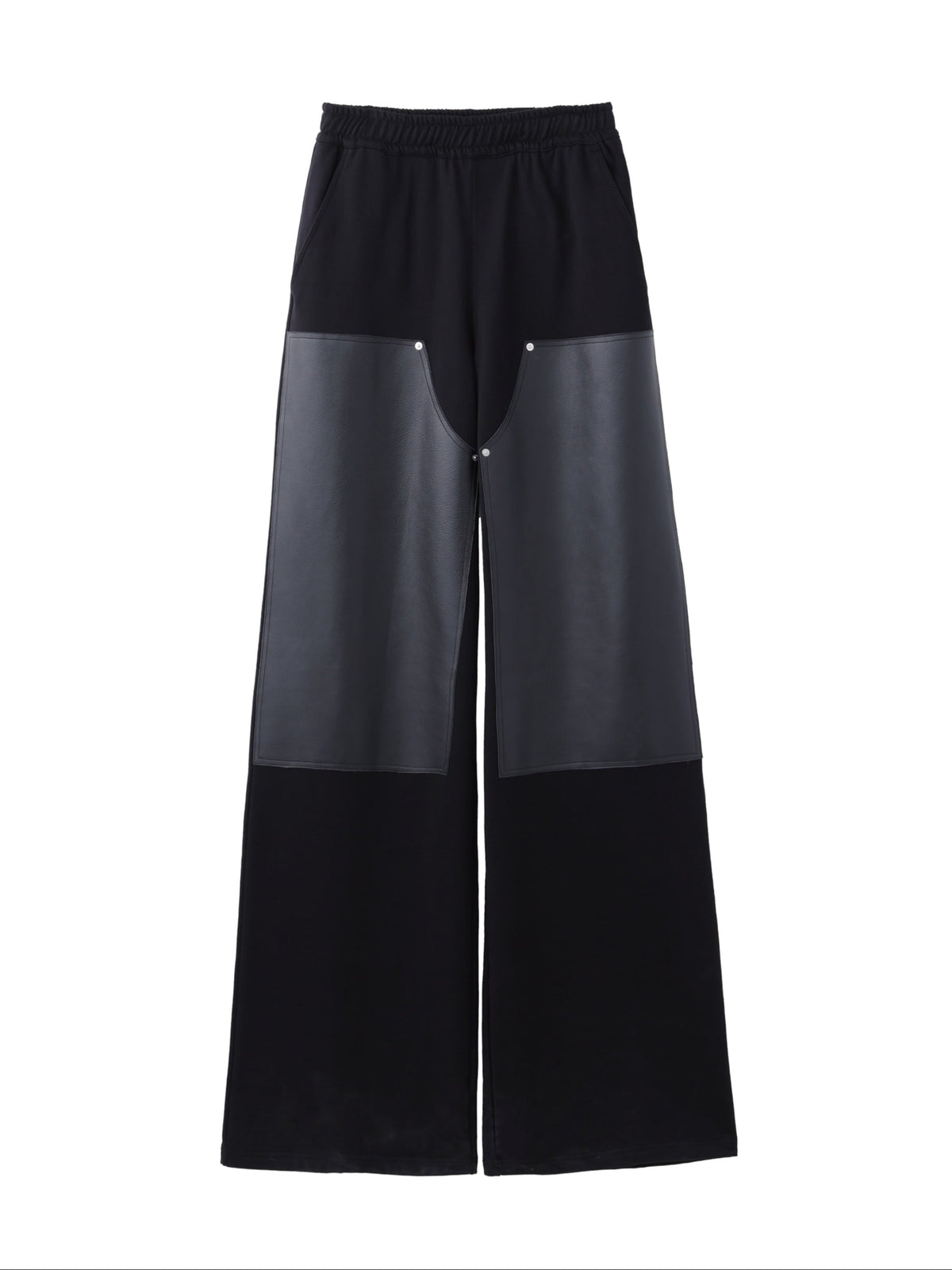 SWEAT WIDE PANTS WITH LEATHER PATCH