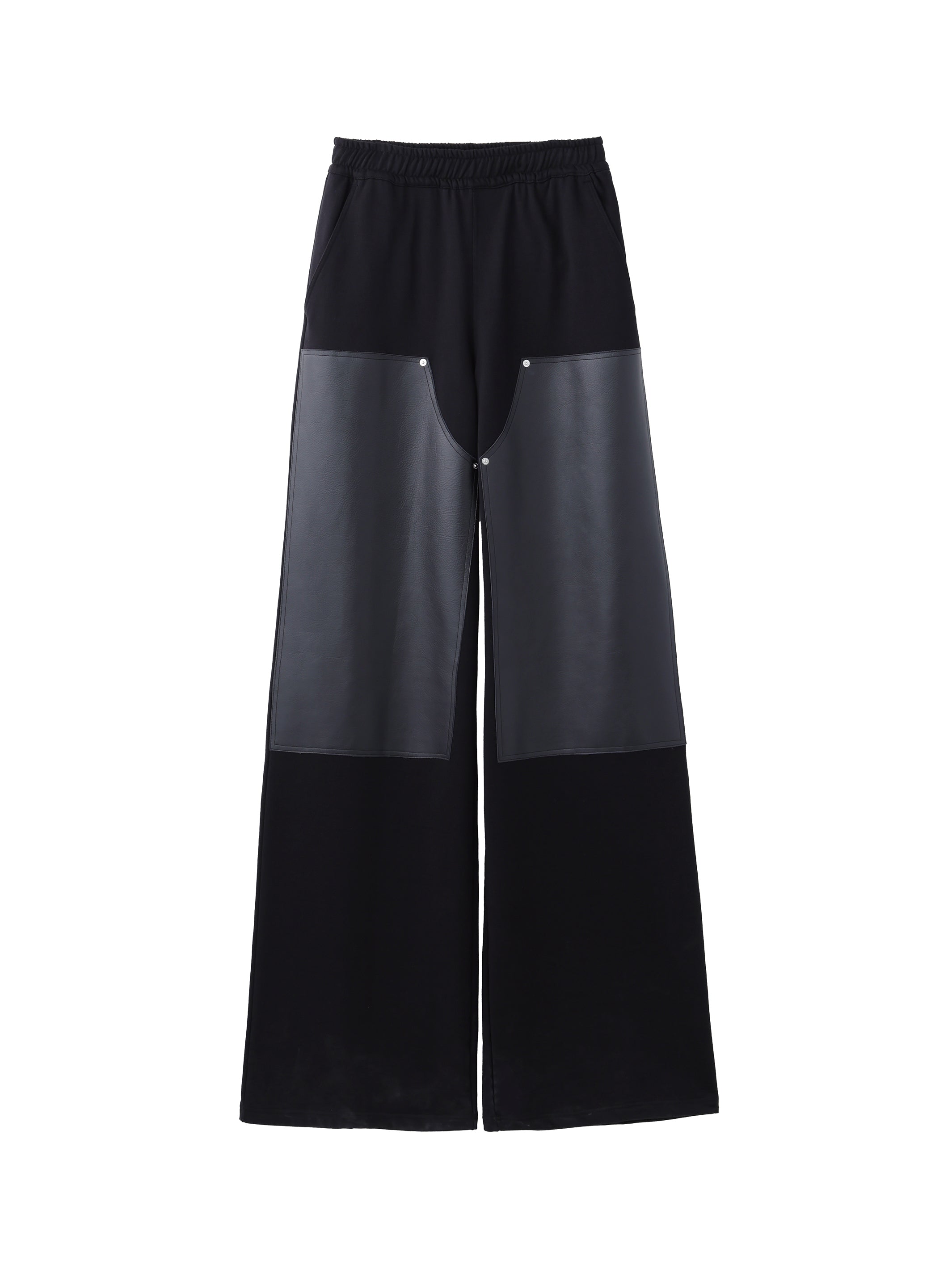 SWEAT WIDE PANTS WITH LEATHER PATCH