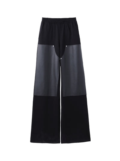 Sweat Wide Pants with Leather Patch