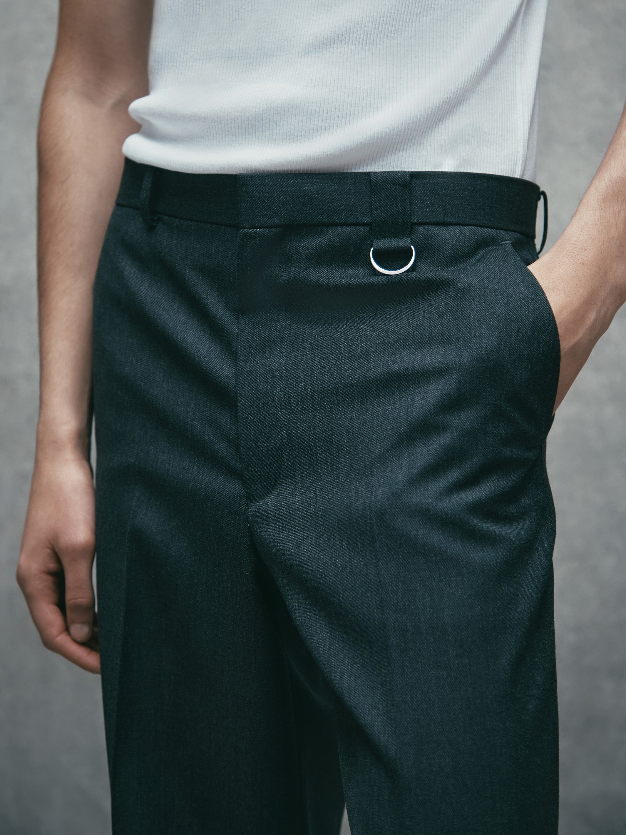 WOOL GABARDINE WIDE TROUSERS