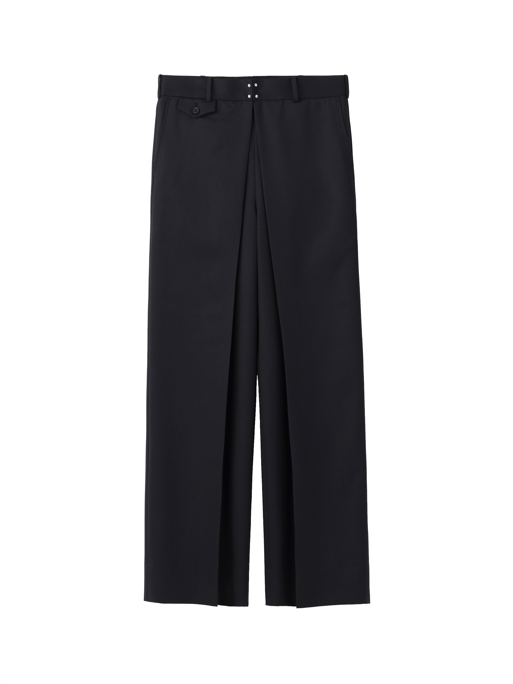 WOOL GABARDINE FOLDED WIDE TROUSERS