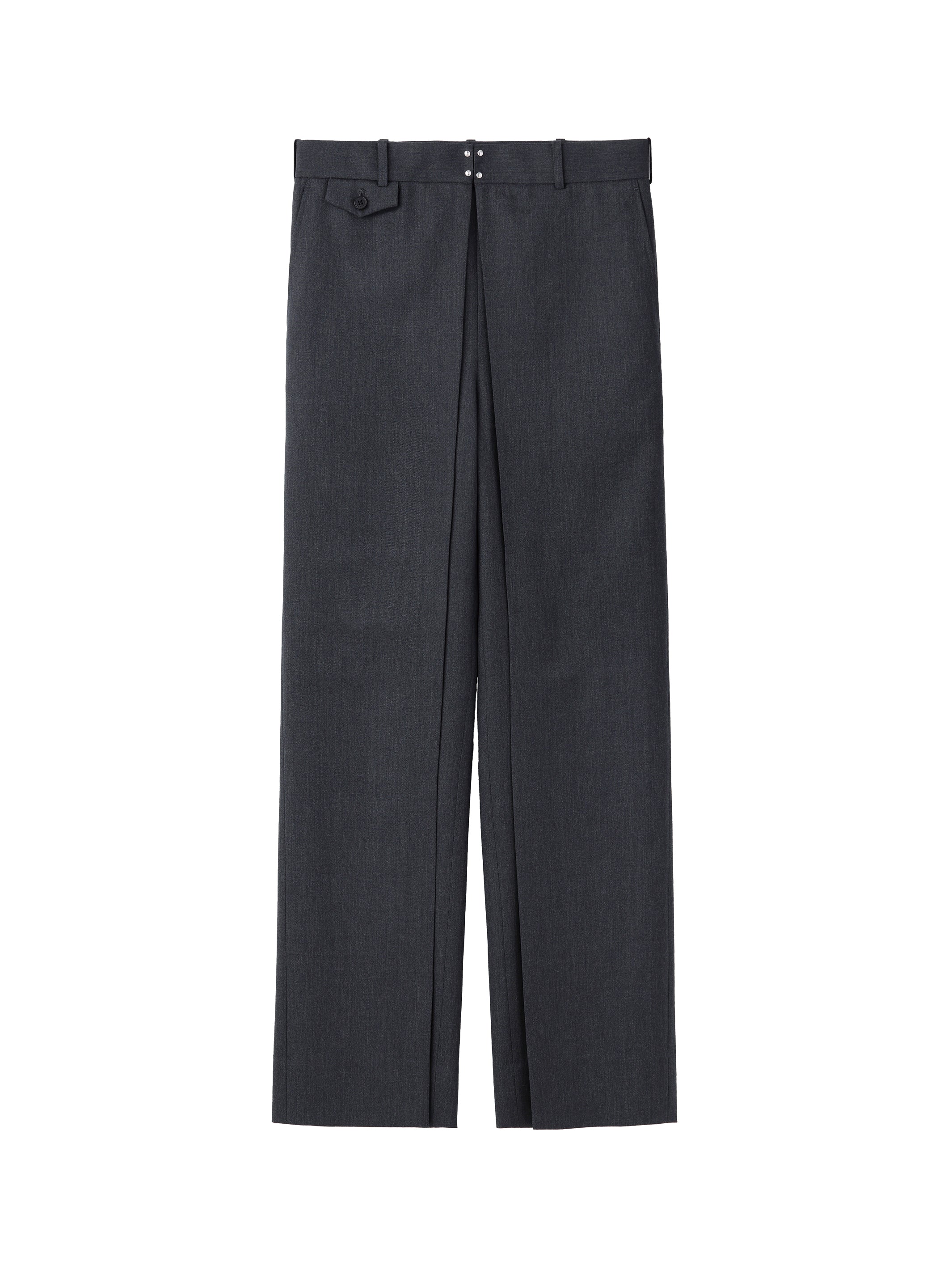 WOOL GABARDINE FOLDED WIDE TROUSERS