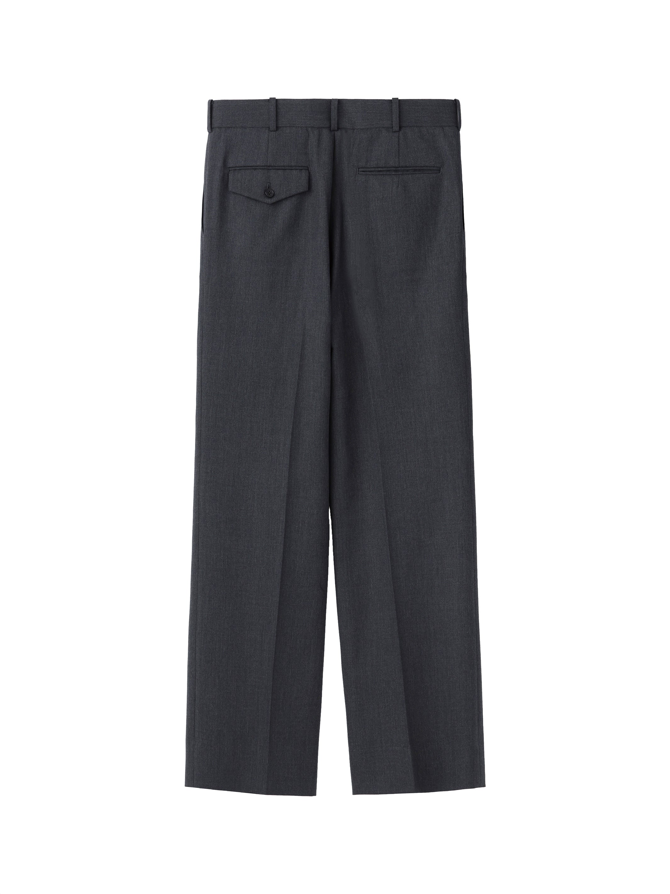 WOOL GABARDINE FOLDED WIDE TROUSERS