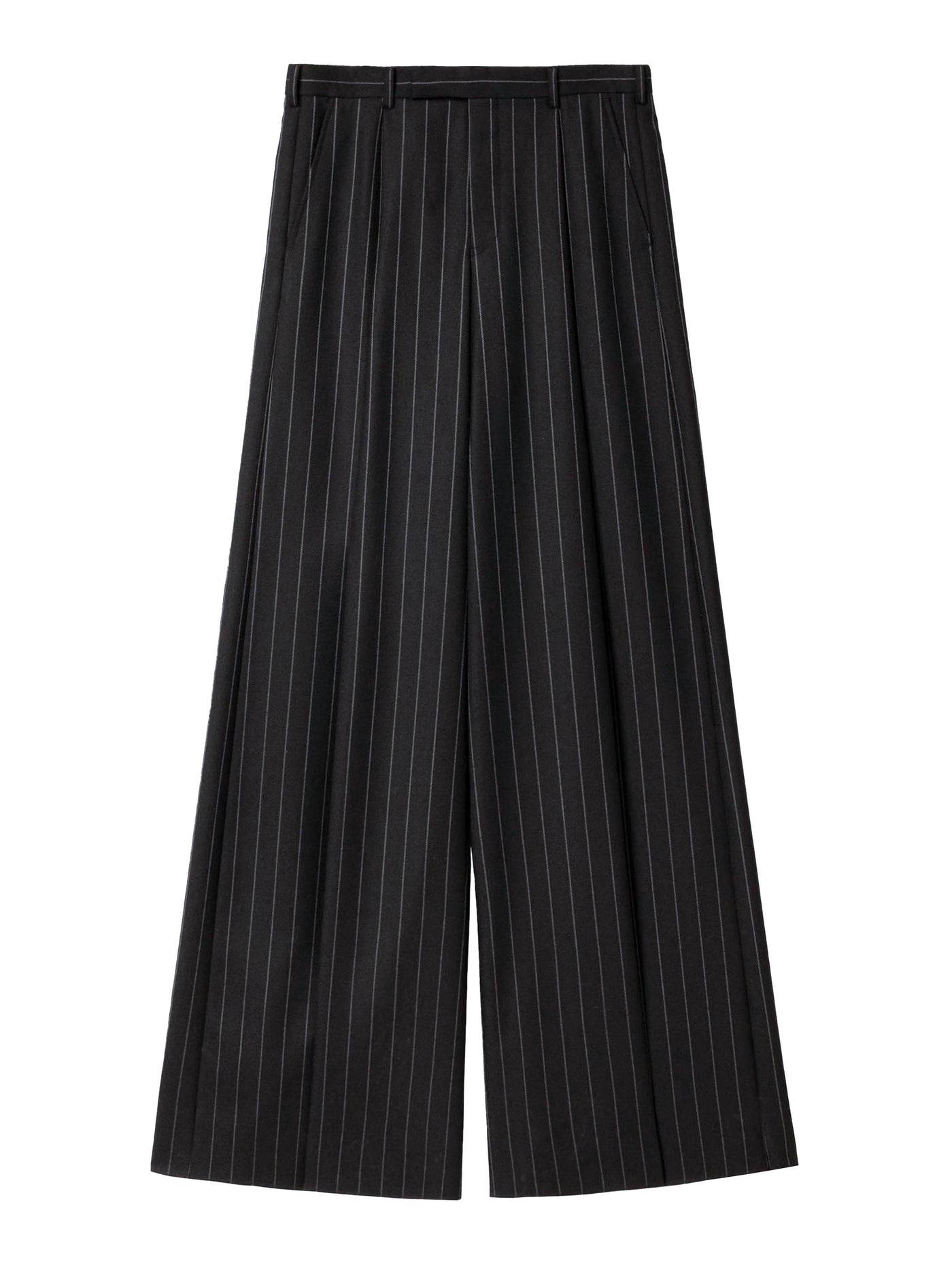 Wool Stripe Wide Trousers