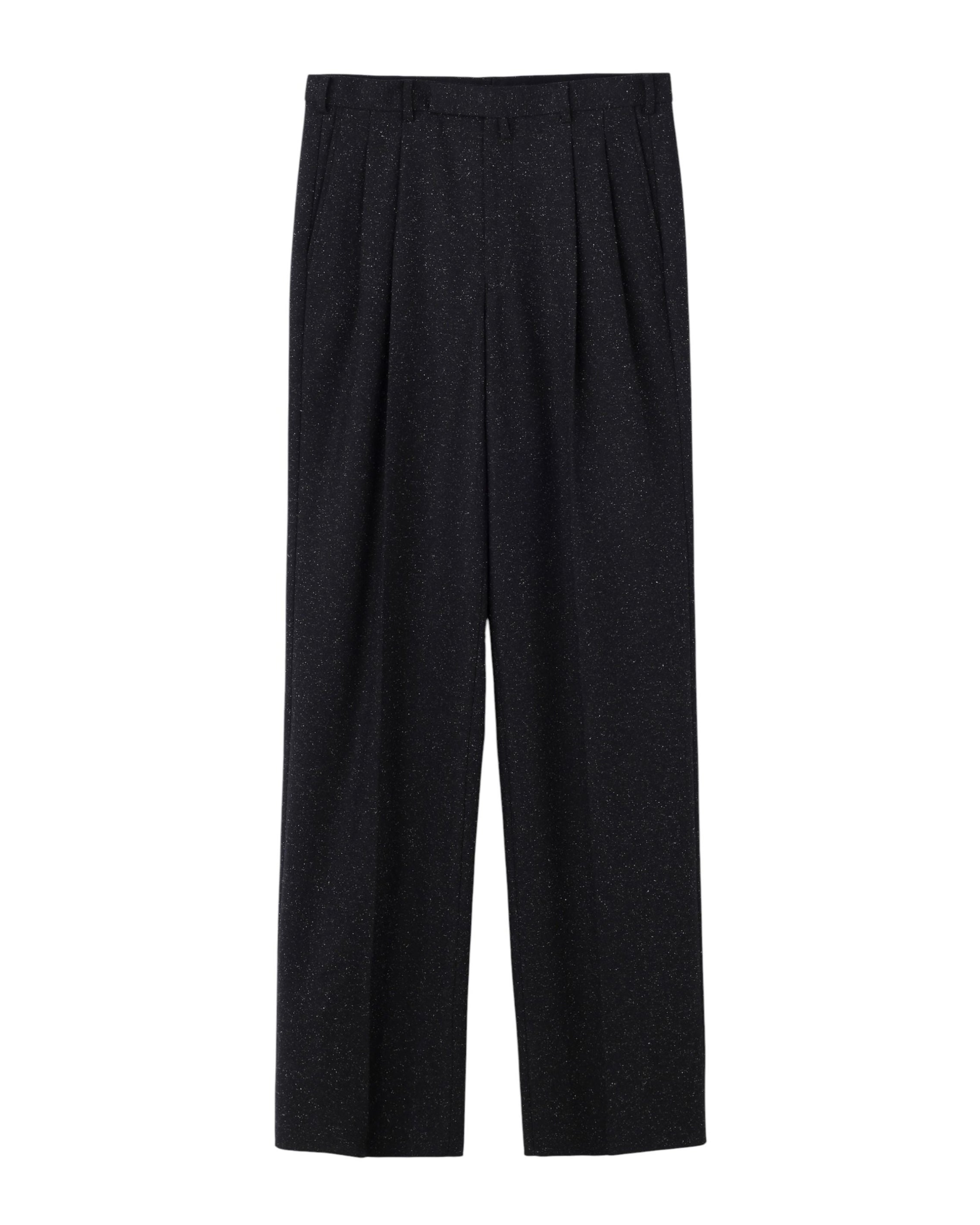 SILK NEP WOOL TUCKED TROUSERS