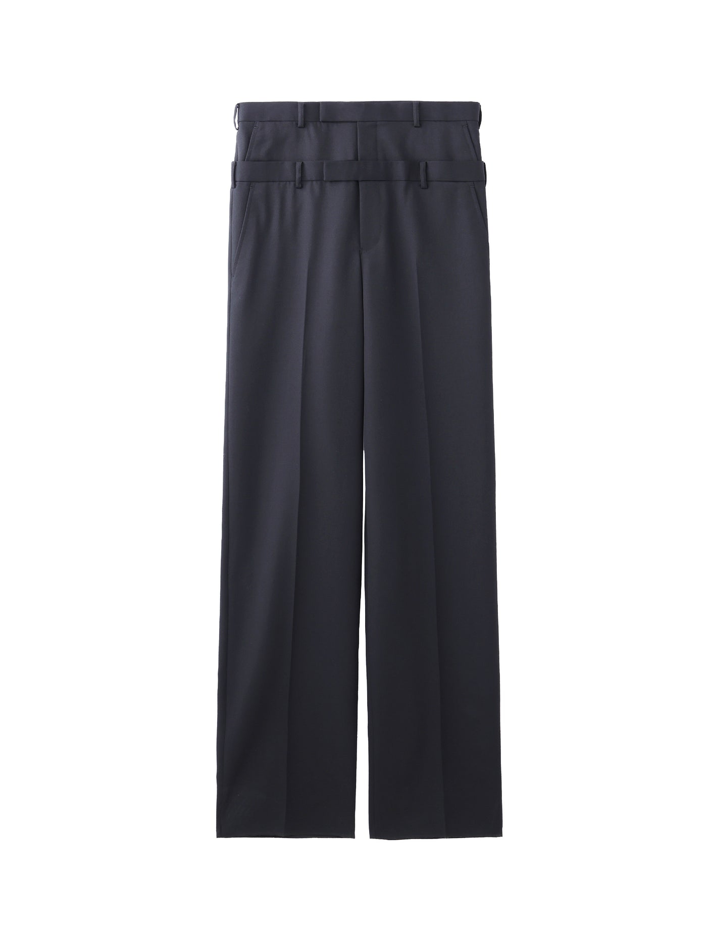 WOOL GABARDINE DOUBLE STACKED TROUSERS