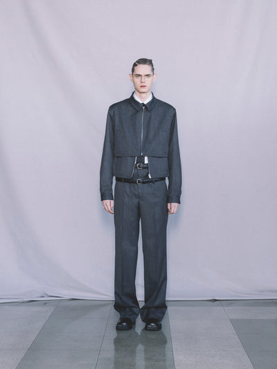 WOOL GABARDINE DOUBLE STACKED TROUSERS