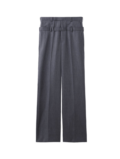 WOOL GABARDINE DOUBLE STACKED TROUSERS