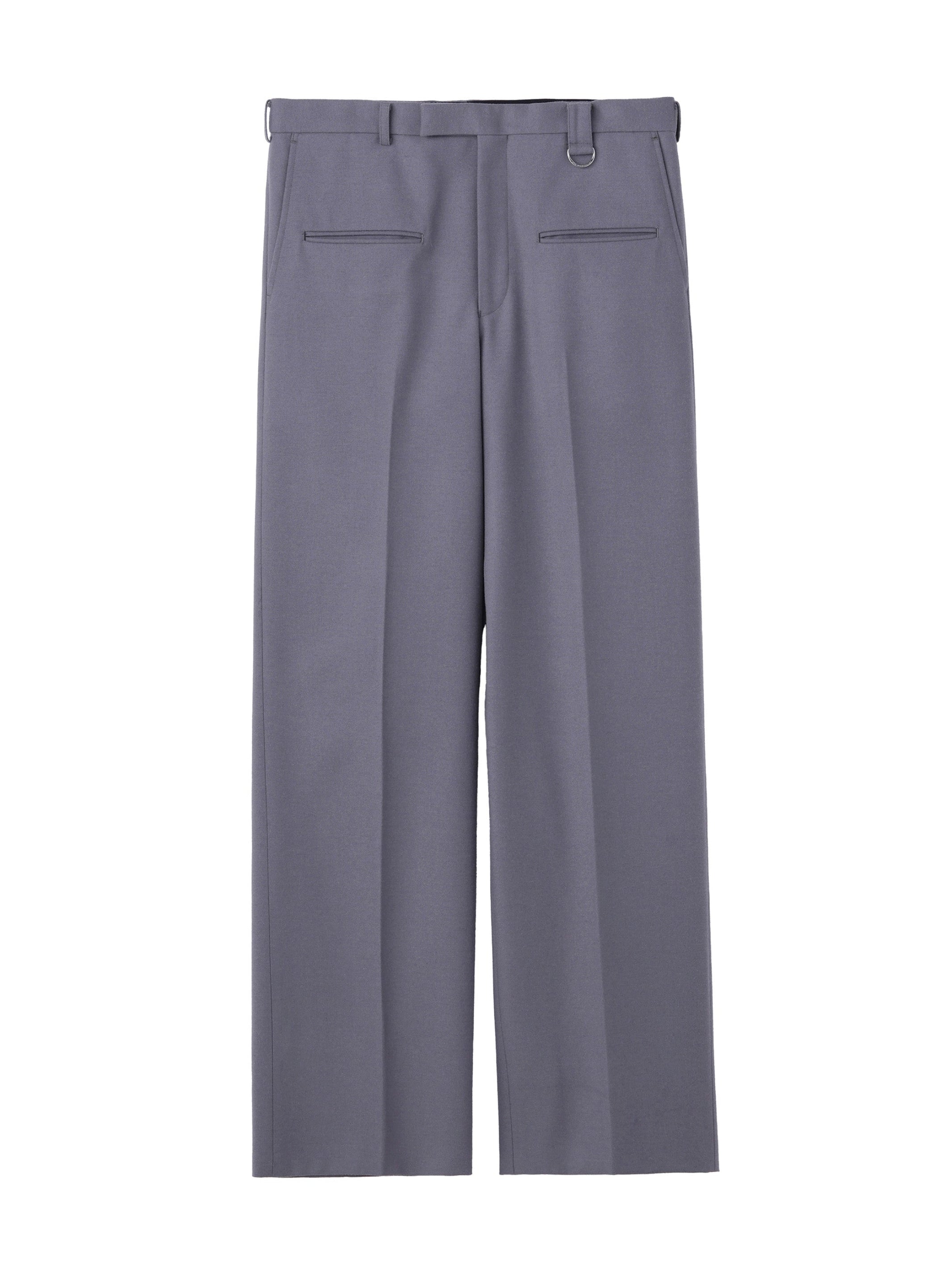 WOOL BARATHEA FLONT POCKET WIDE TROUSERS