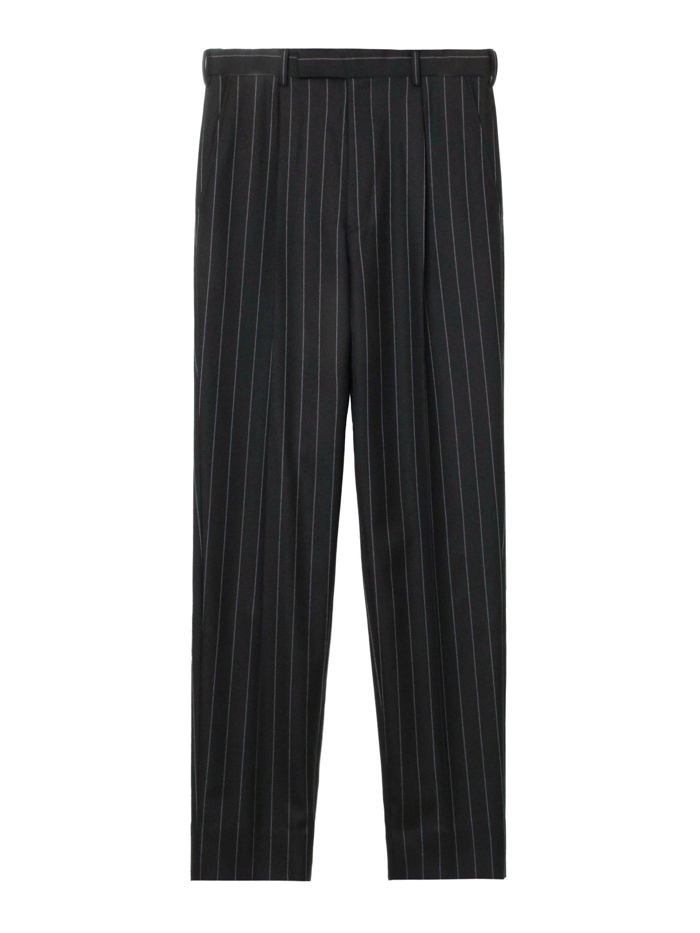 Wool stripe pleated trousers