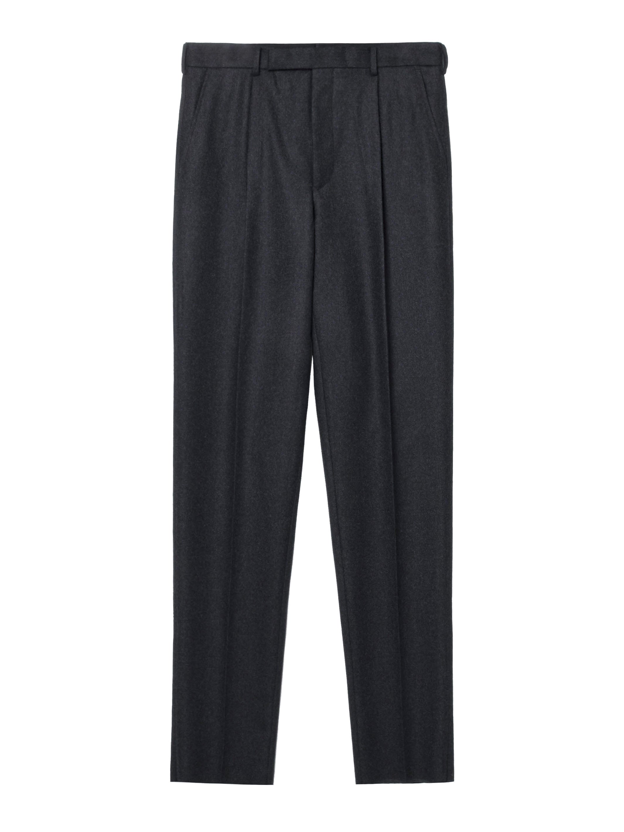 WOOL FLANNEL PLEATED TROUSERS
