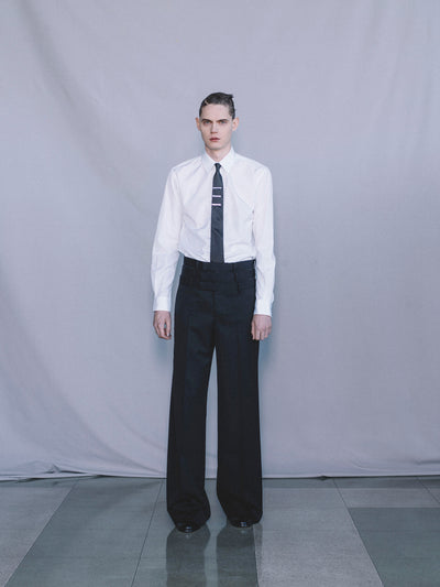 WOOL GABARDINE TRIPLE STACKED TROUSERS