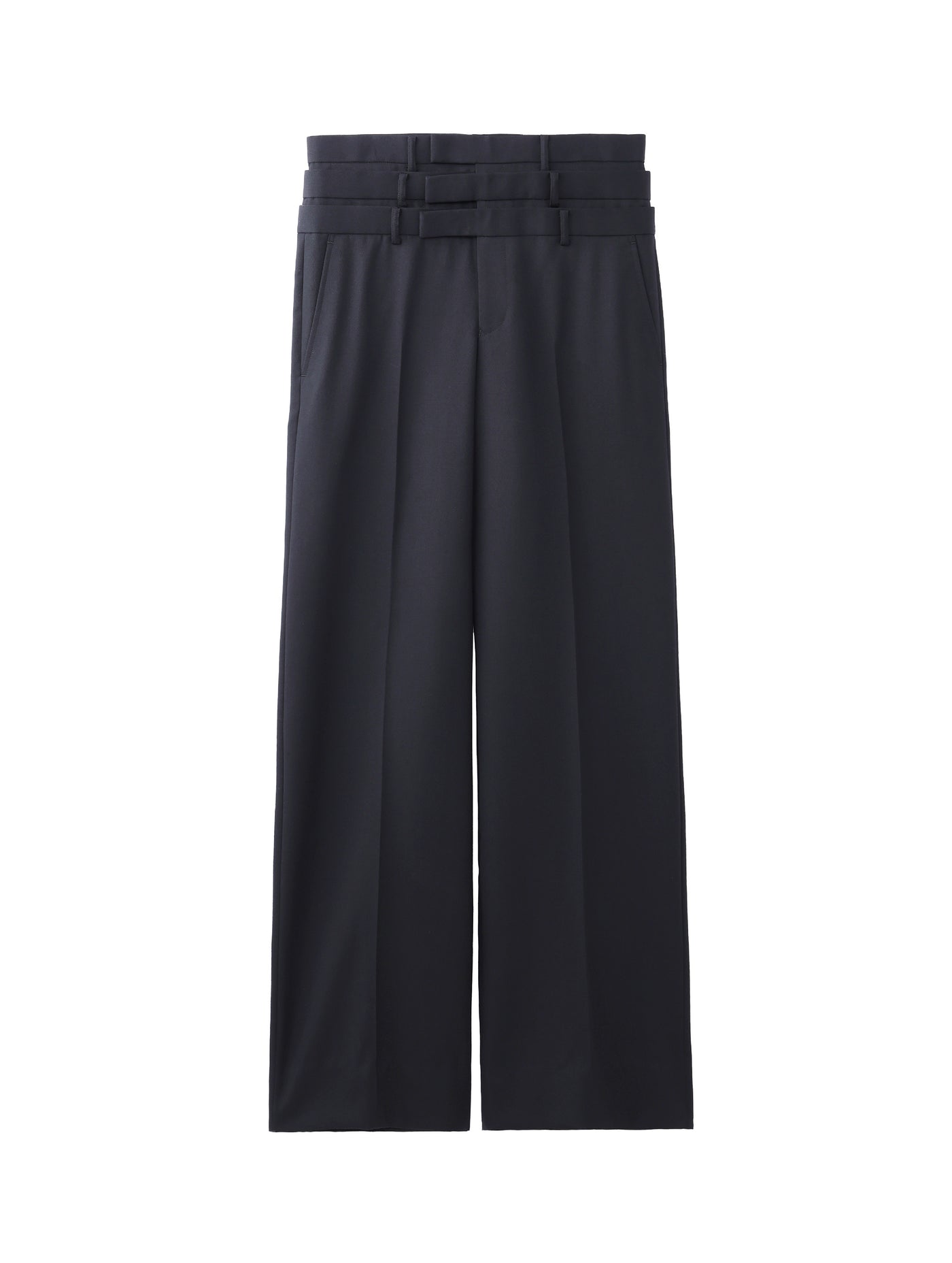 WOOL GABARDINE TRIPLE STACKED TROUSERS