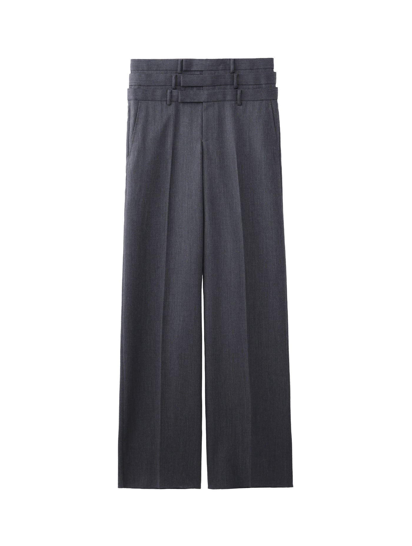 WOOL GABARDINE TRIPLE STACKED TROUSERS