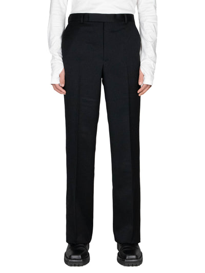 Wool satin straight trousers