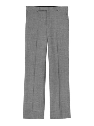 Wool check straight trousers