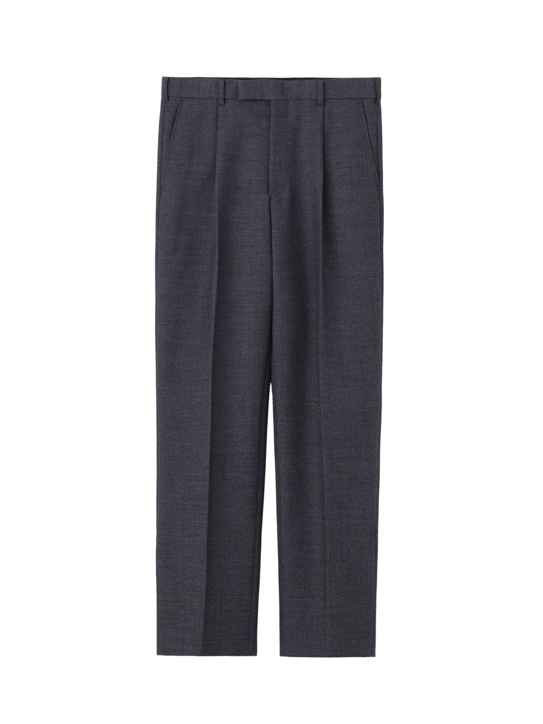 WOOL GABARDINE TUCKED TROUSERS