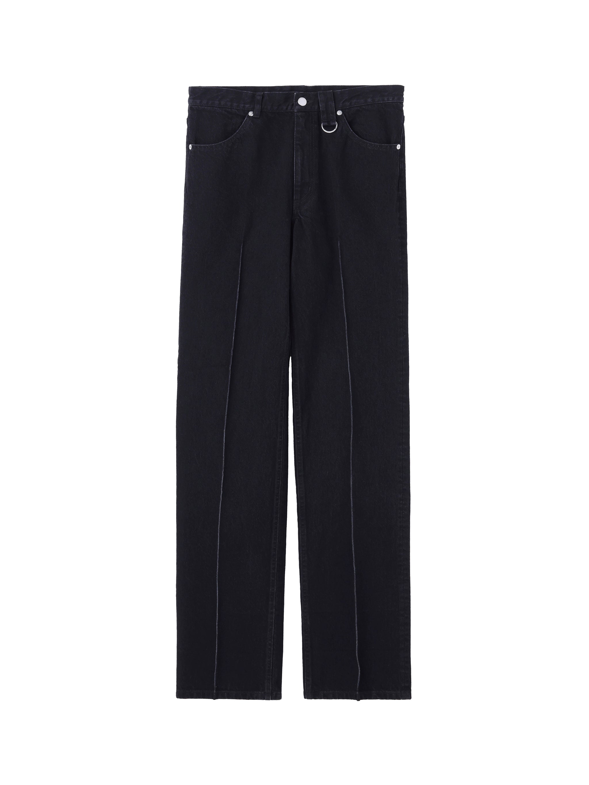 WASHED DENIM SEAM TUCK PANTS