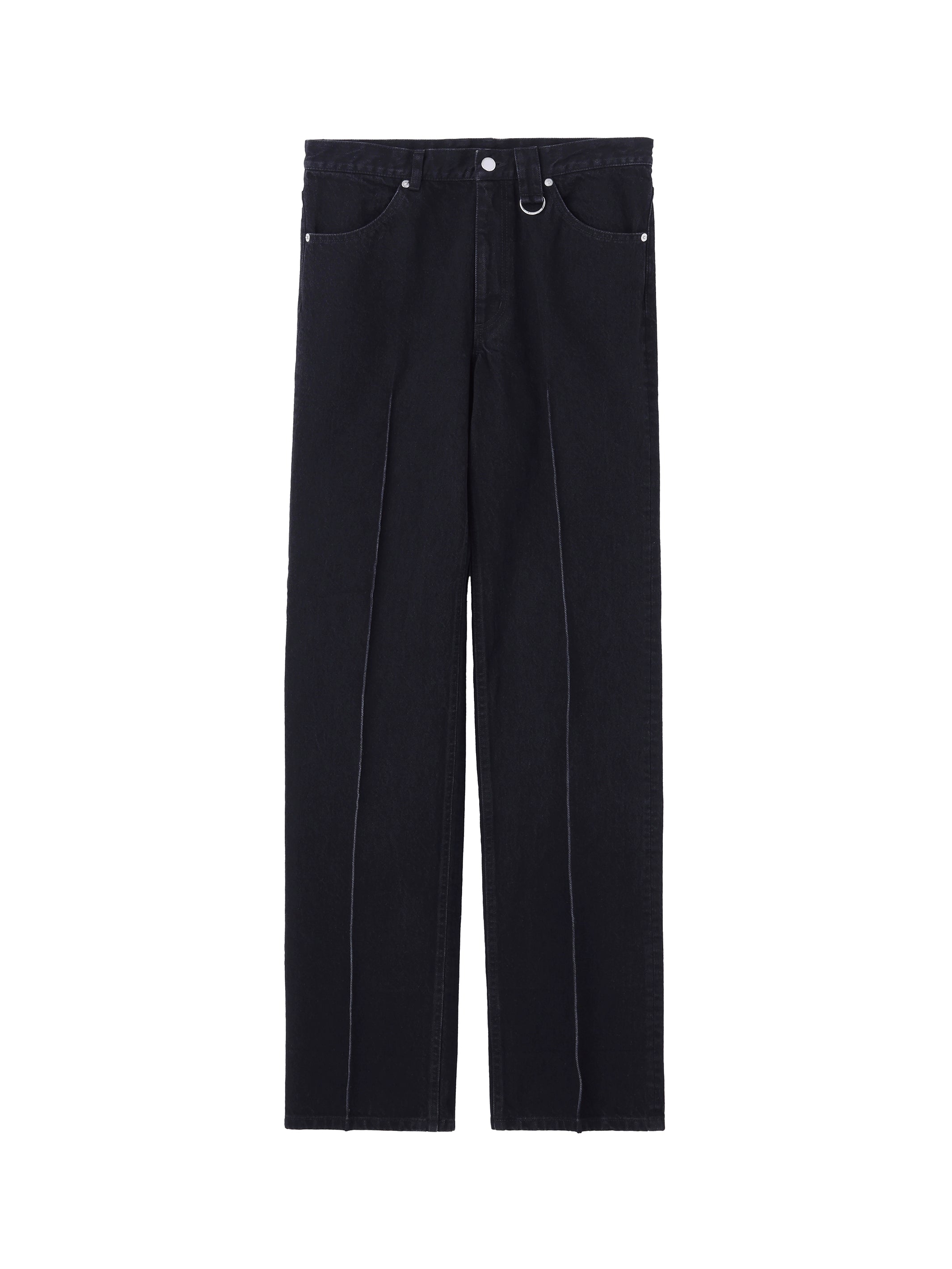 WASHED DENIM SEAM TUCK PANTS