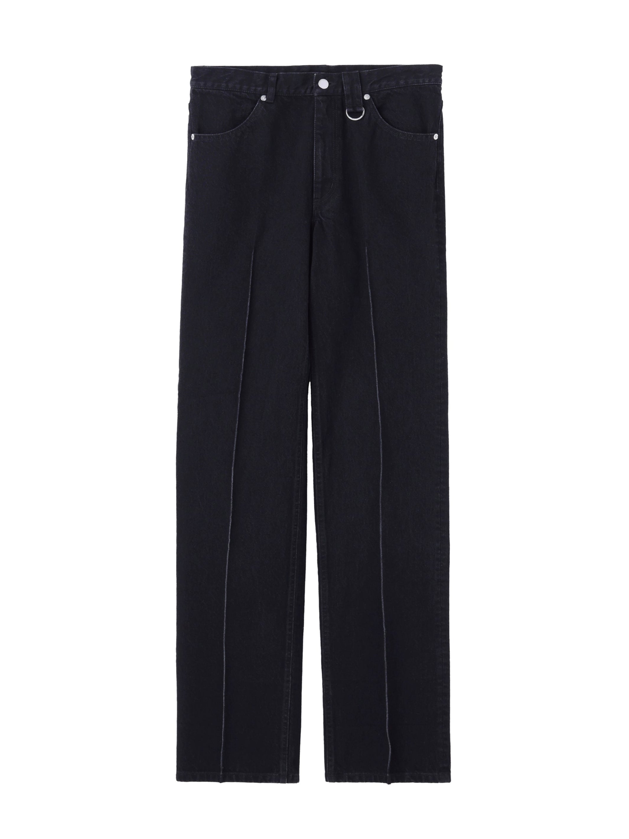 WASHED DENIM SEAM TUCK PANTS
