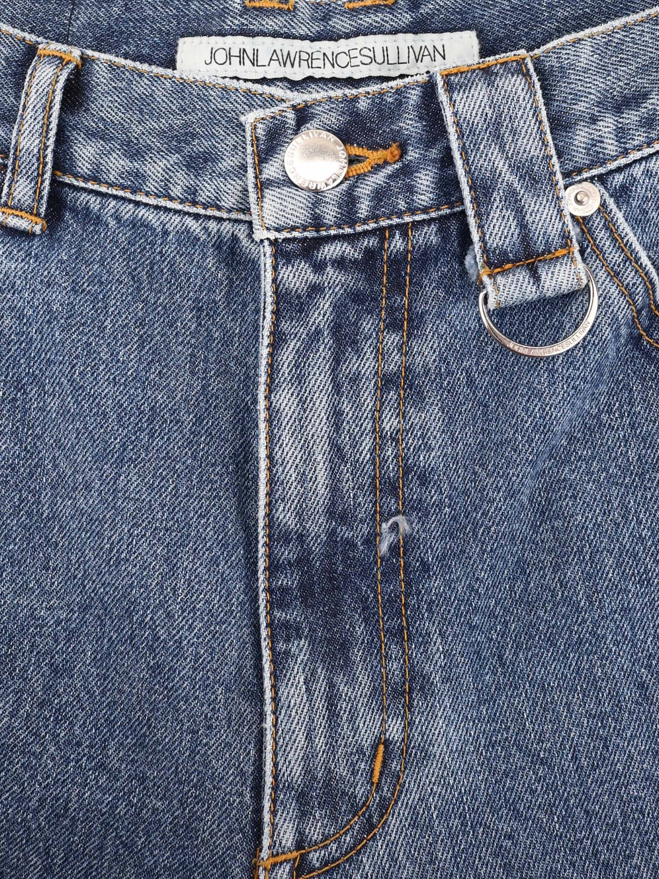 WASHED DENIM SEAM TUCK PANTS