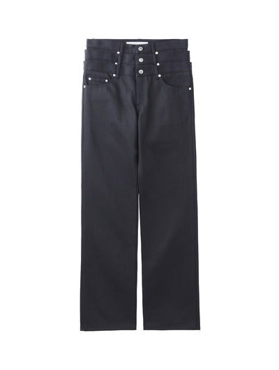 Rigid Denim Triple Stacked Pants