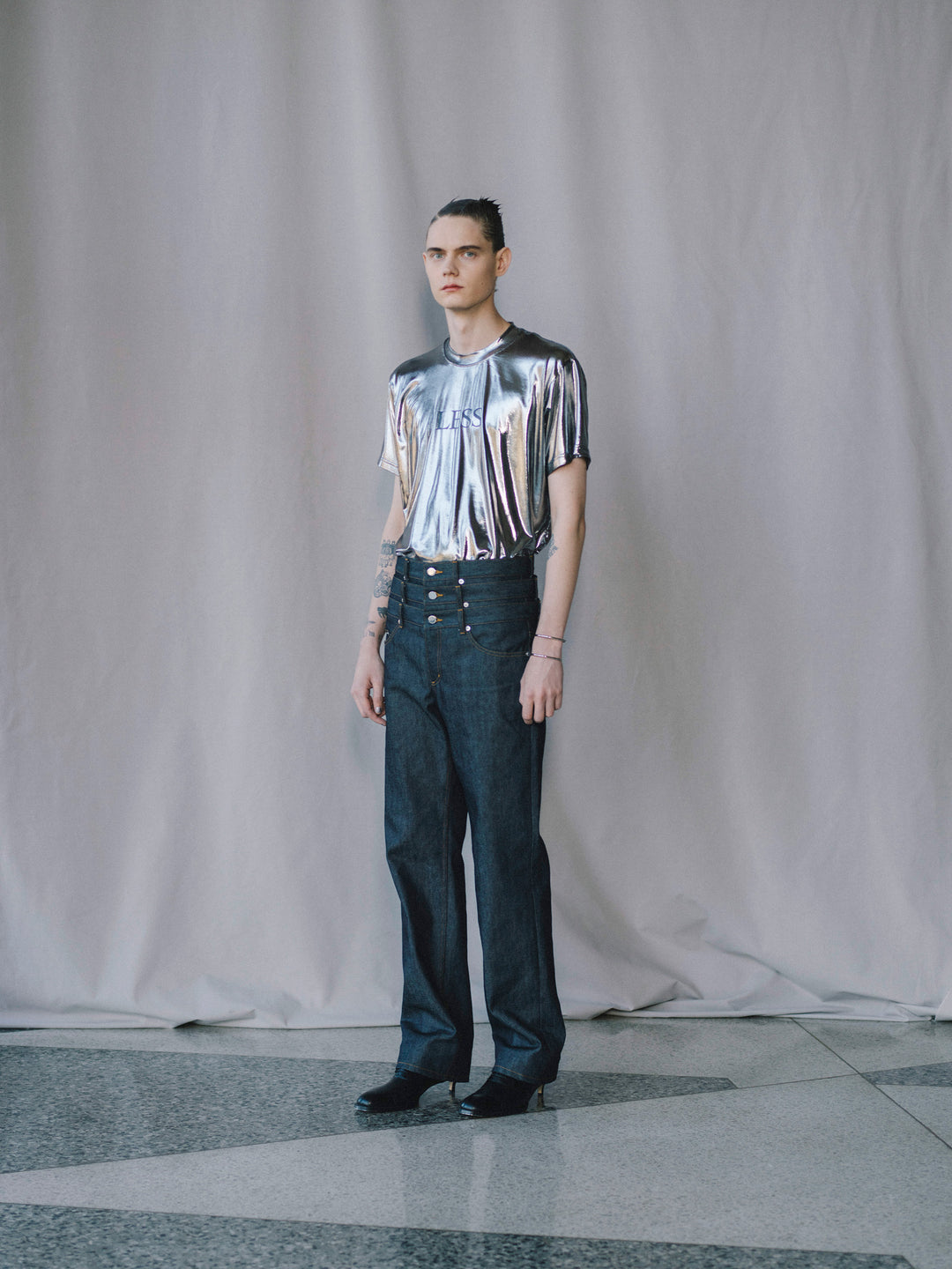 RIGID DENIM TRIPLE STACKED PANTS – JOHN LAWRENCE SULLIVAN RIGID DENIM TRIPLE STACKED PANTS – JOHN LAWRENCE SULLIVAN