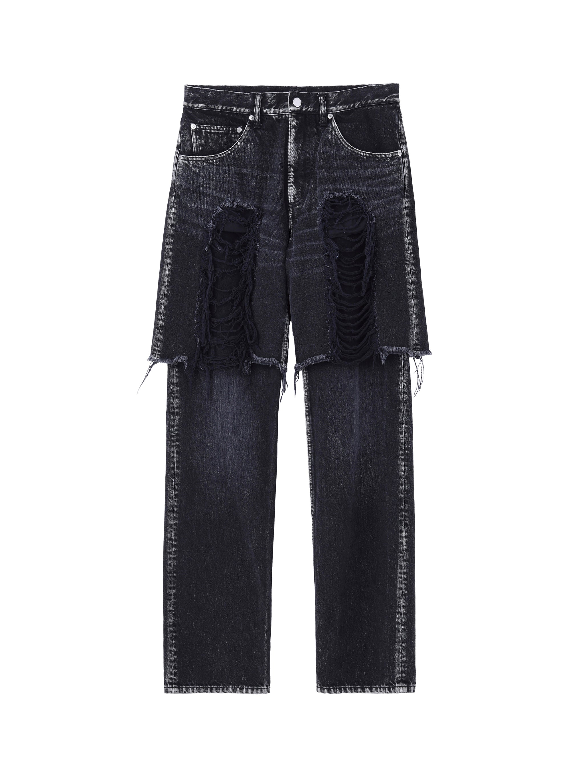 WASHED DENIM LAYERED PANTS