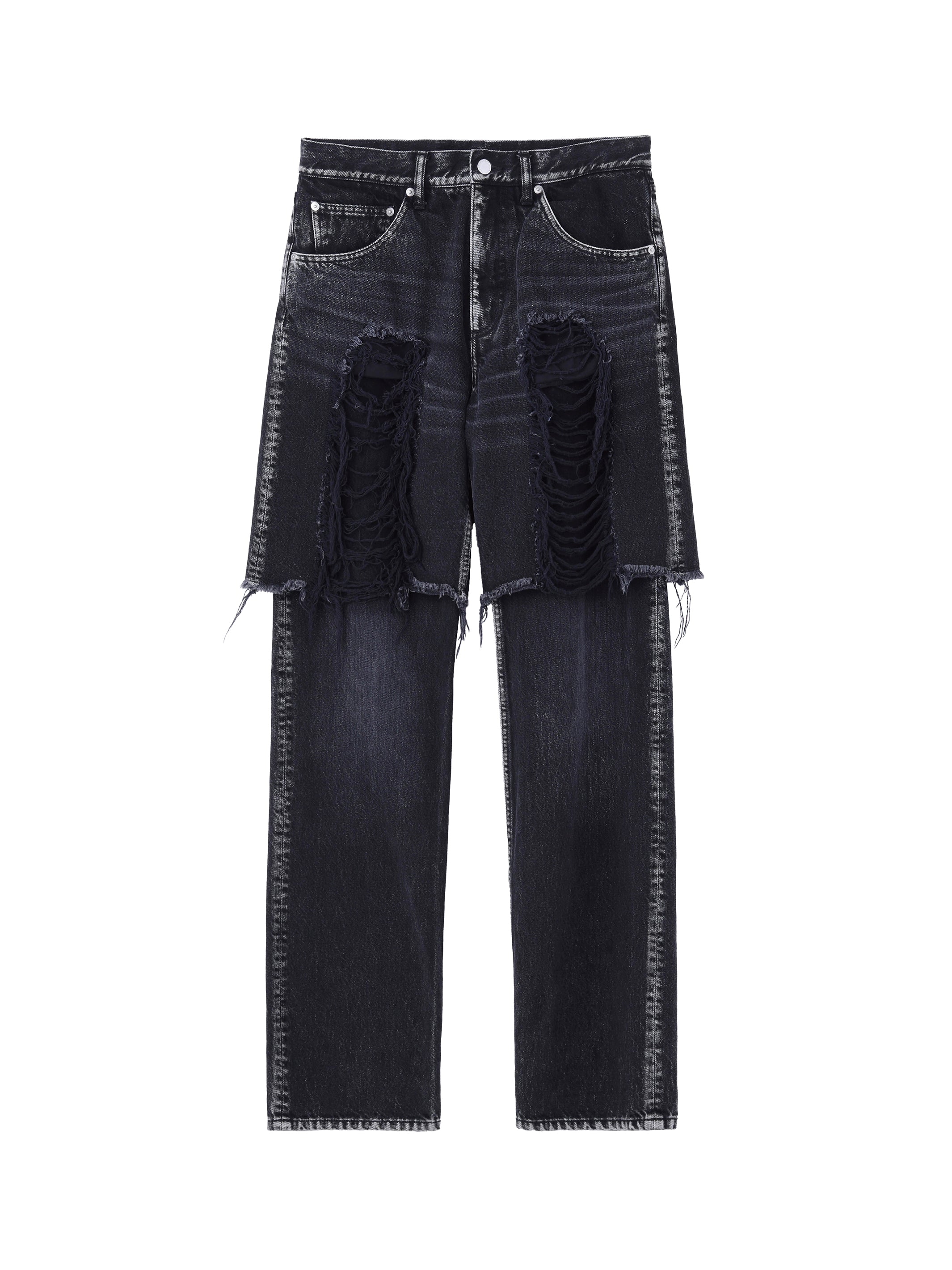 WASHED DENIM LAYERED PANTS