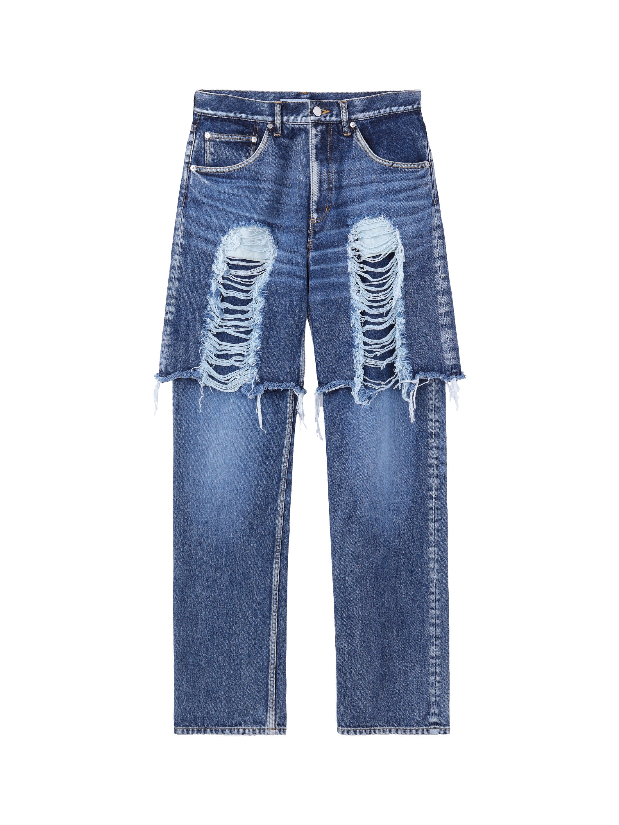 WASHED DENIM LAYERED PANTS