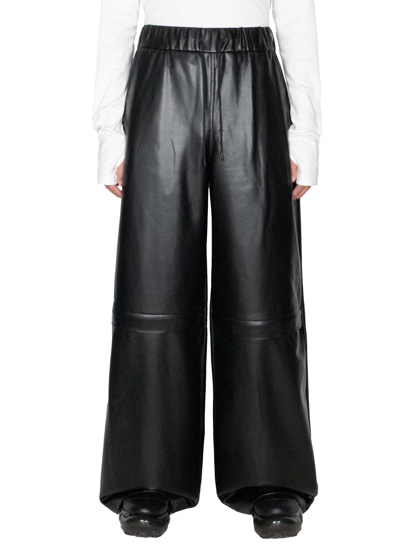 Stretch vegan leather wide pants
