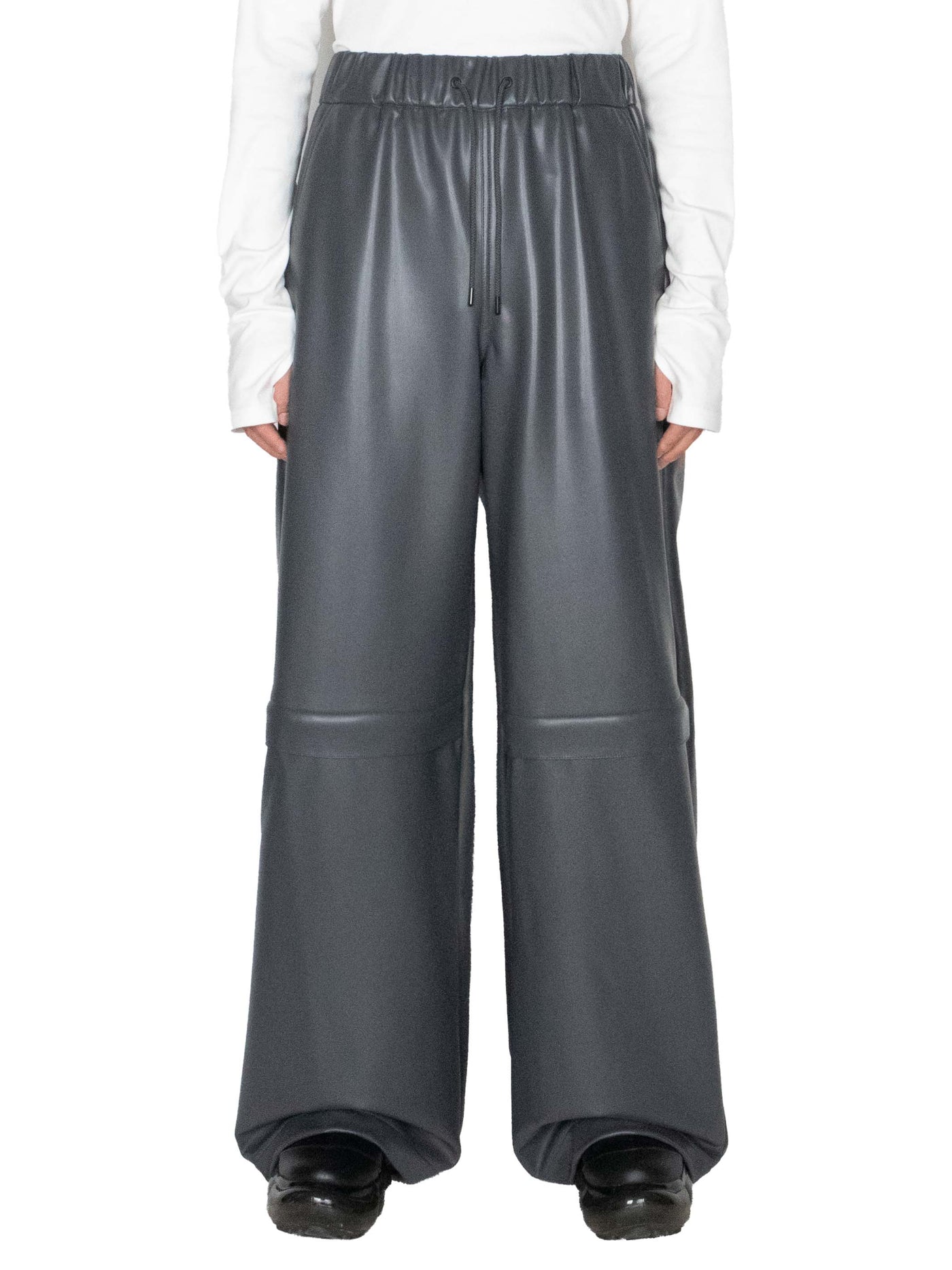Stretch vegan leather wide pants