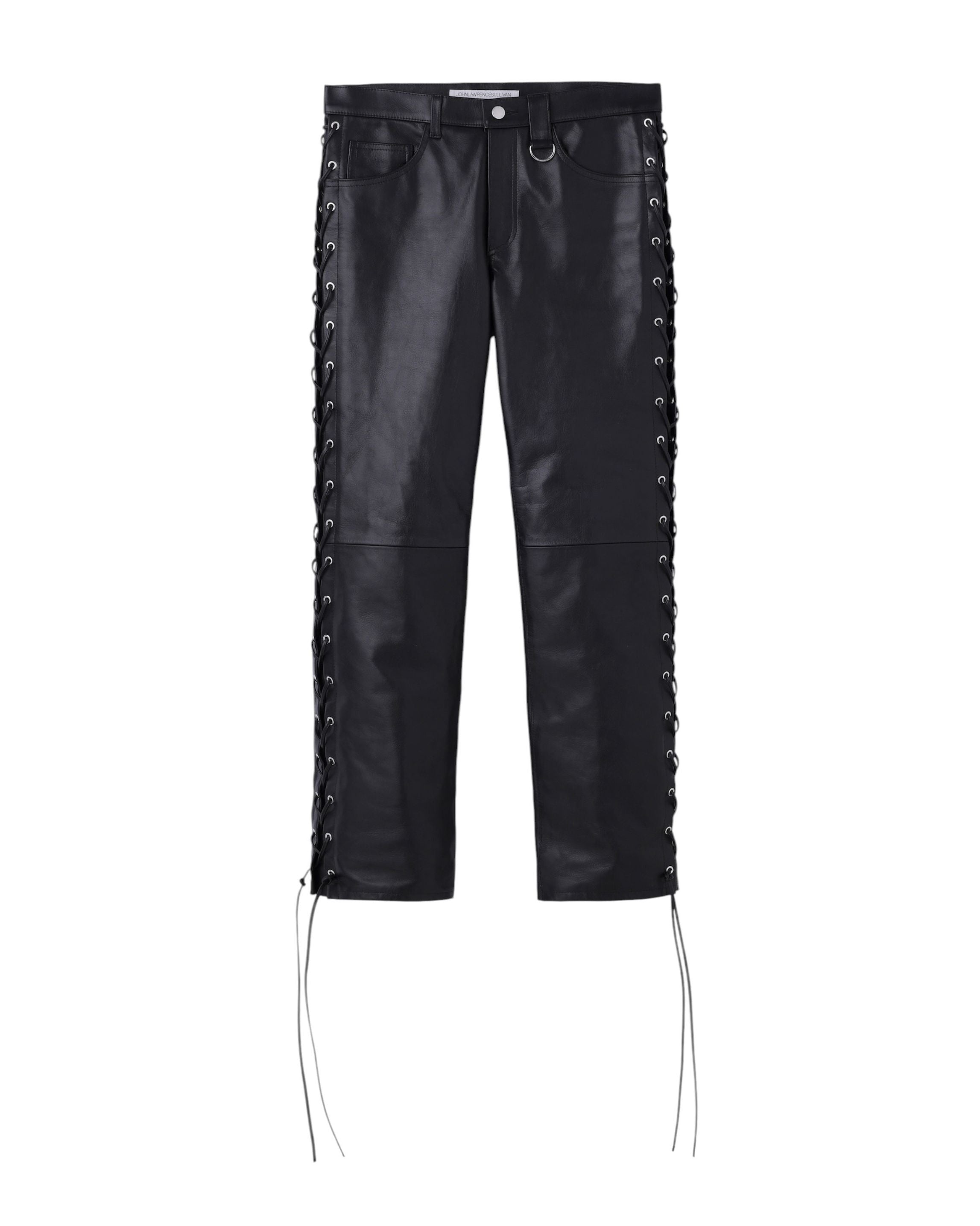 LEATHER LACE-UP PANTS