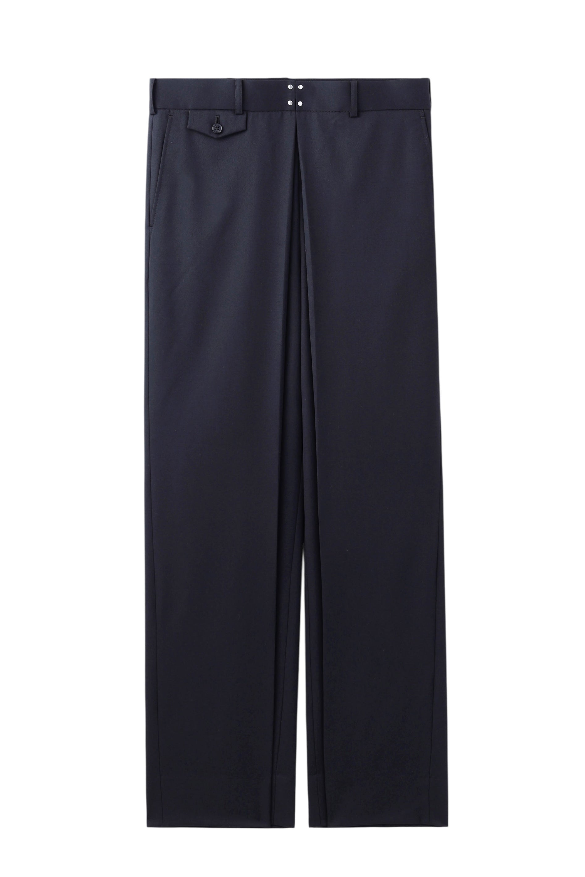 WOOL GABARDINE FOLDED WIDE TROUSERS