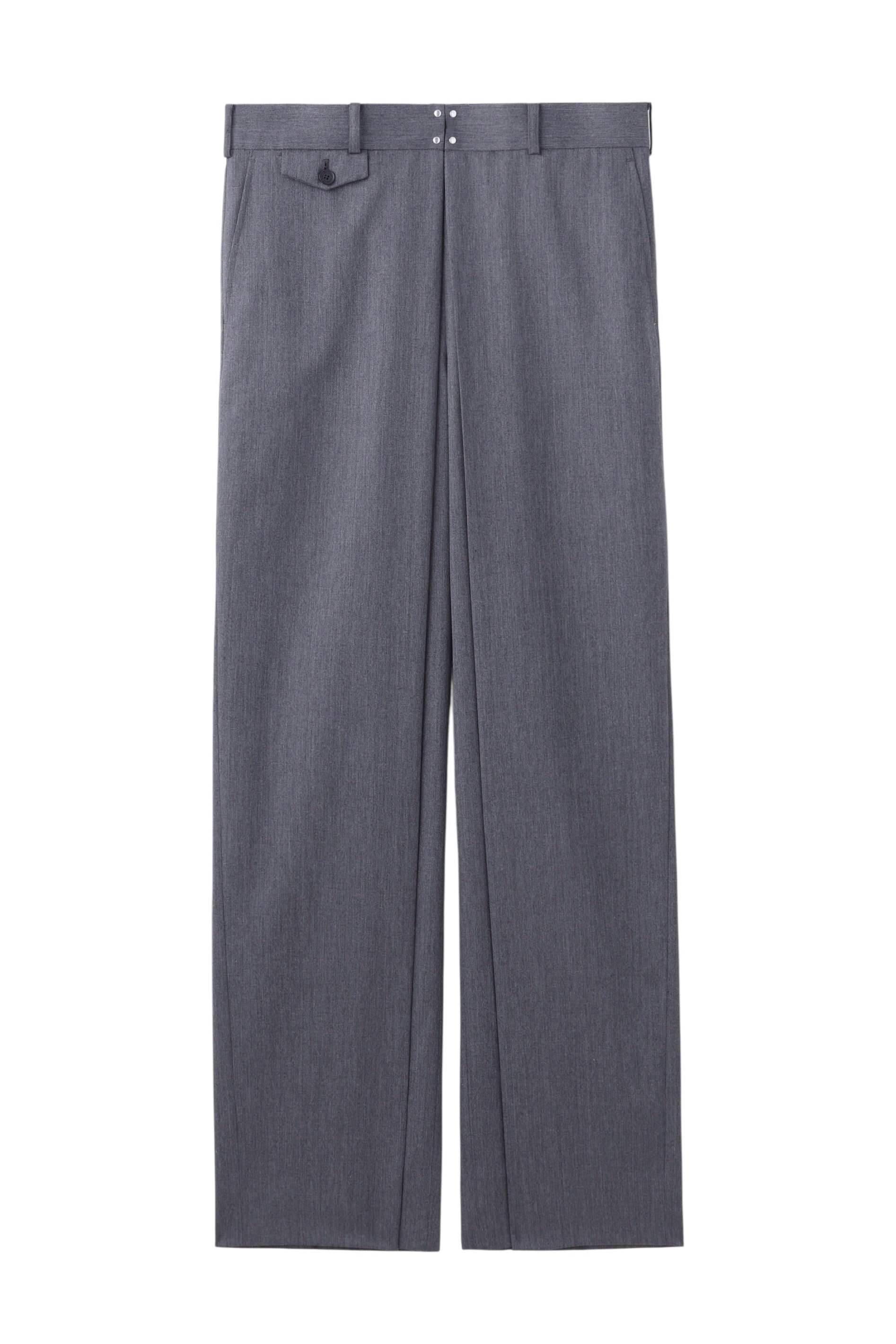 WOOL GABARDINE FOLDED WIDE TROUSERS
