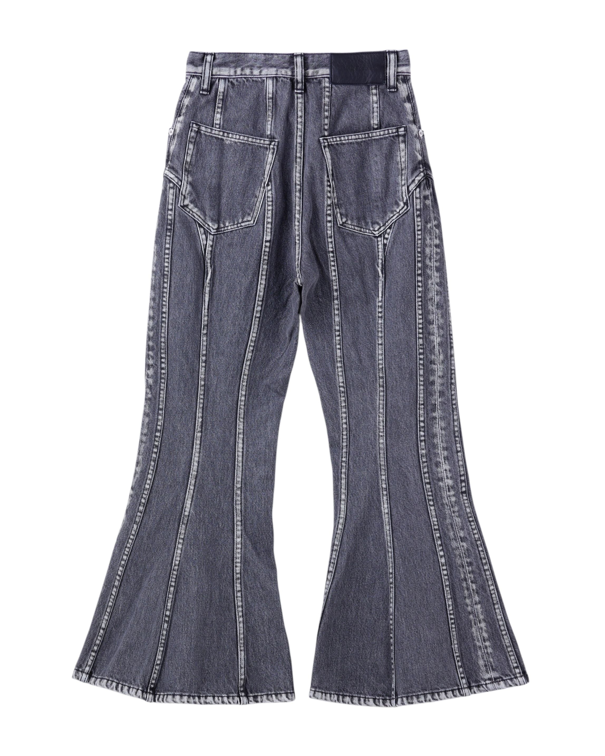 WASHED DENIM CORSET FLARED PANTS