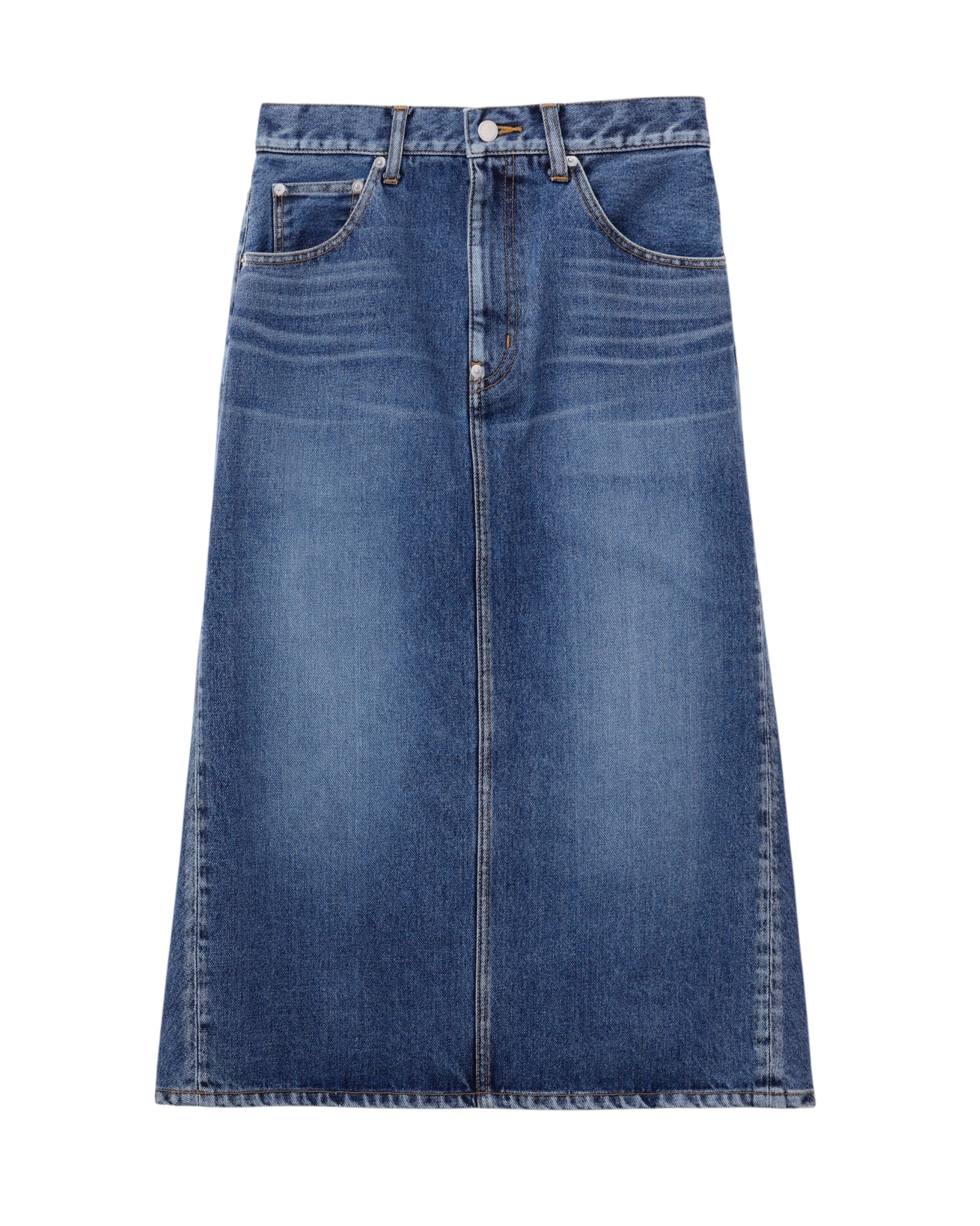 WASHED DENIM GATHERED SKIRT