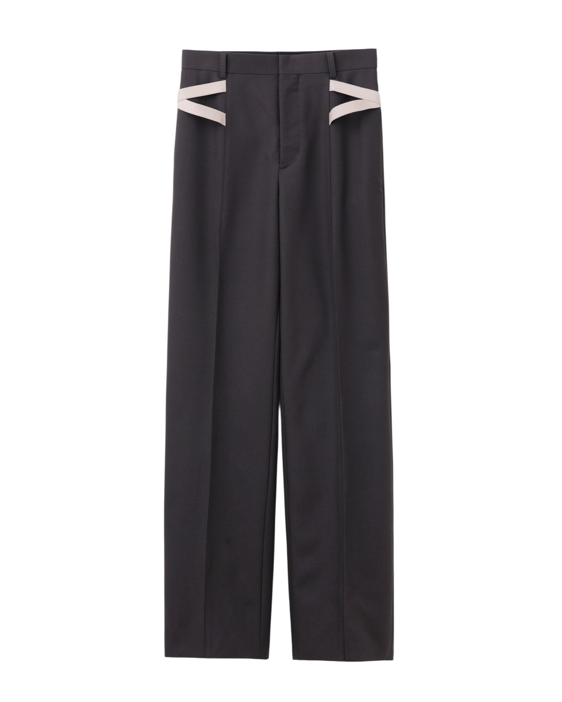 WOOL DOBBY SIDE STRAP TROUSERES