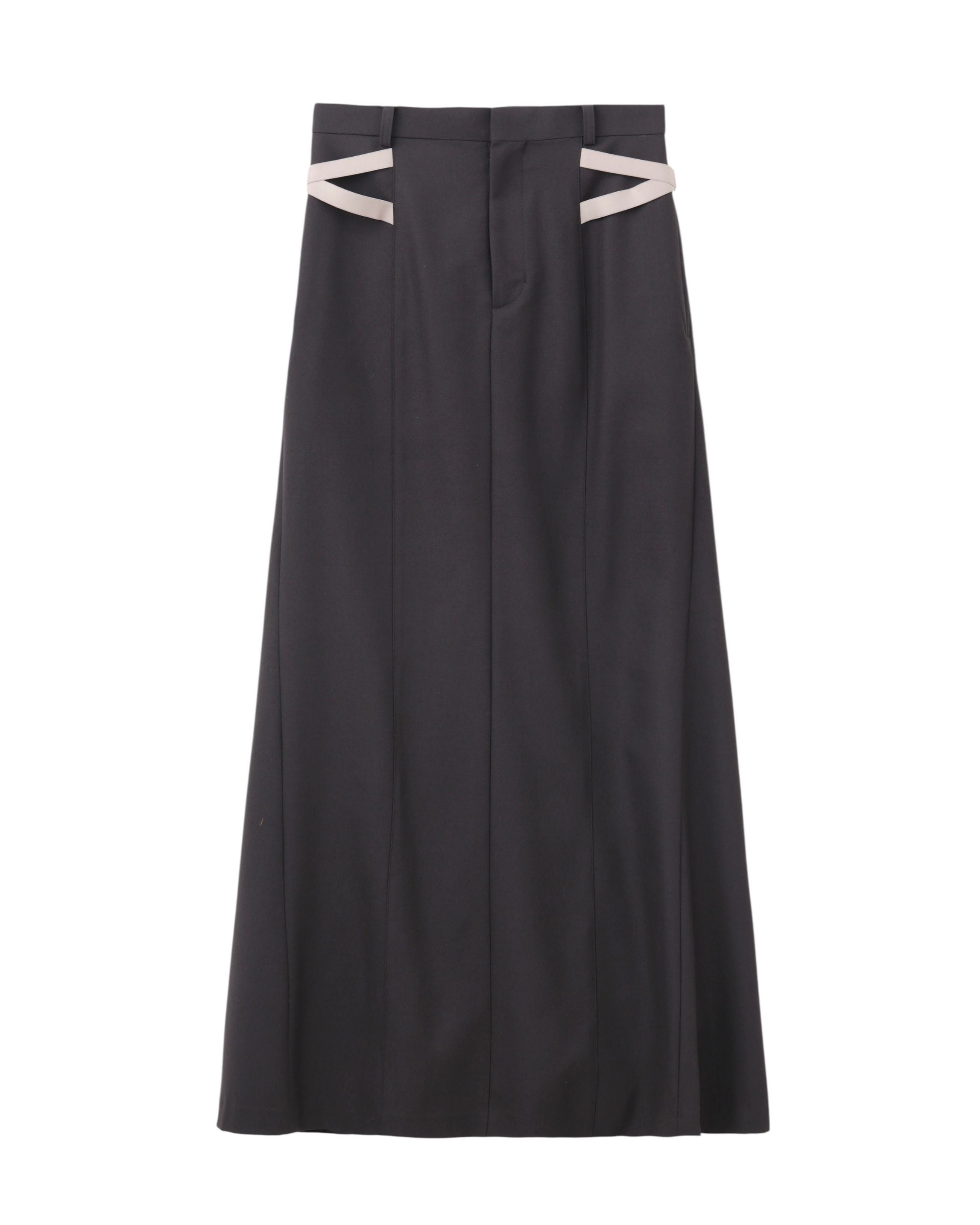 WOOL DOBBY SIDE STRAP SKIRT